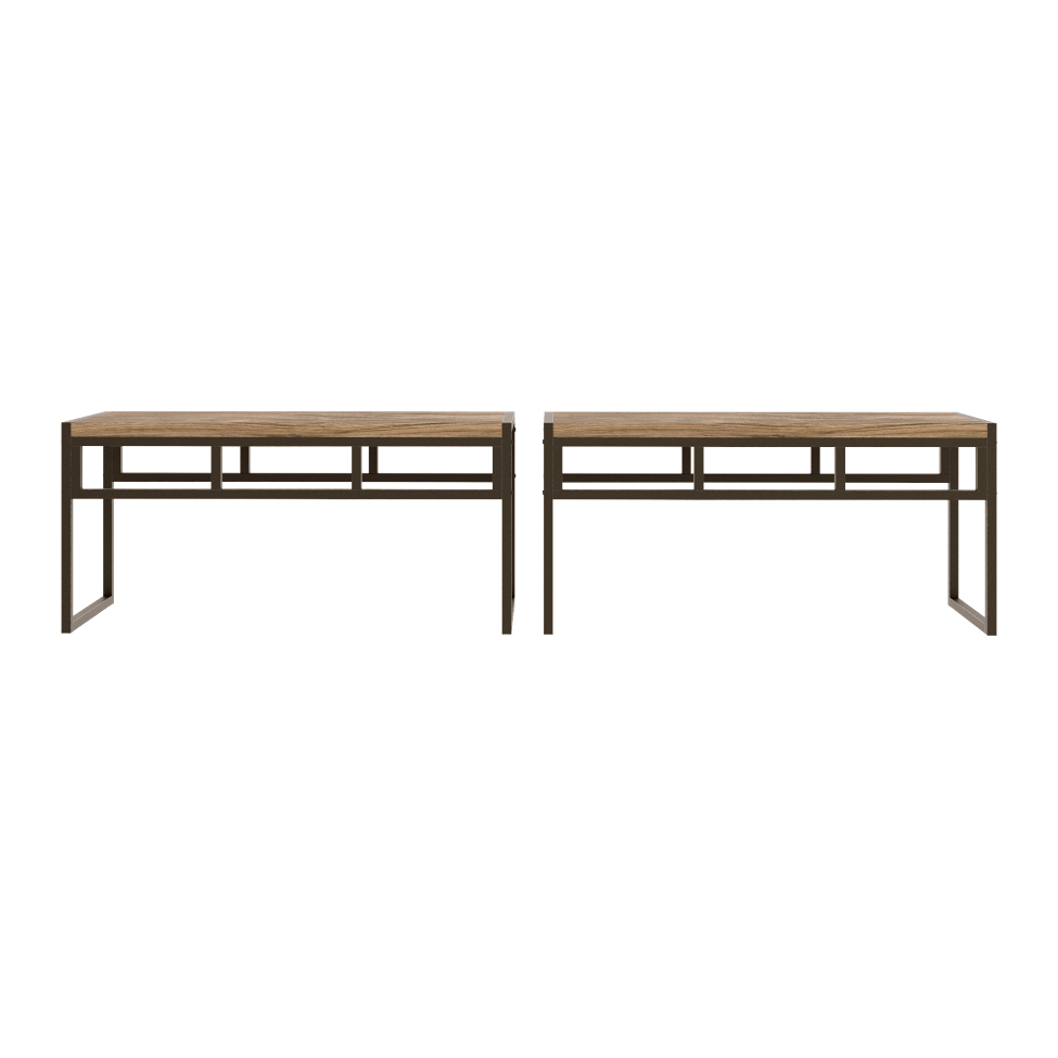 Conjunto com 2 Bancos de Jantar Wooden Carvalho Dark e Preto