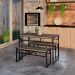 Conjunto com 2 Bancos de Jantar Wooden Carvalho Dark e Preto