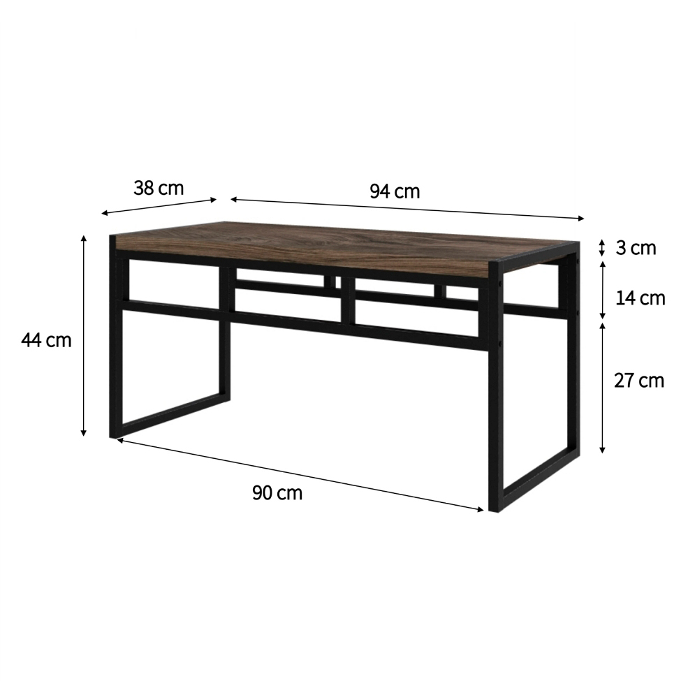 Conjunto com 2 Bancos de Jantar Wooden Carvalho Dark e Preto