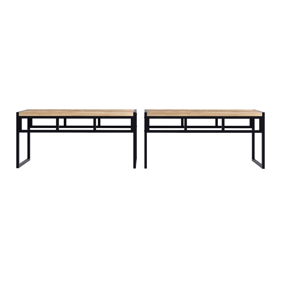 Conjunto com 2 Bancos de Jantar Wooden Carvalho e Preto