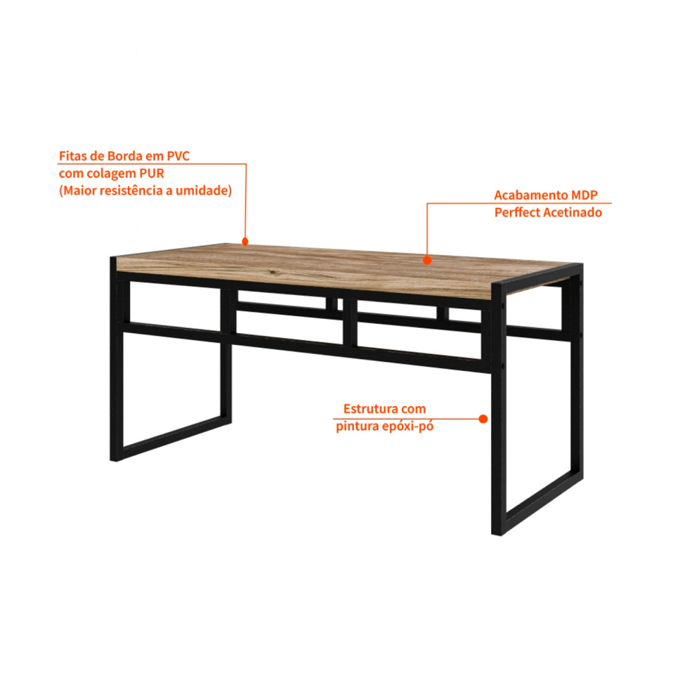 Conjunto com 2 Bancos de Jantar Wooden Carvalho e Preto