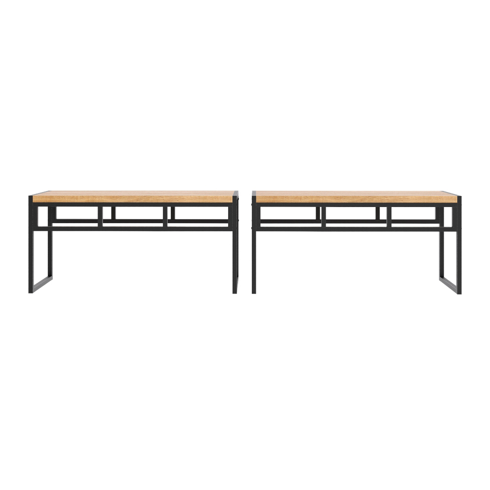 Conjunto com 2 Bancos de Jantar Wooden Mel e Preto