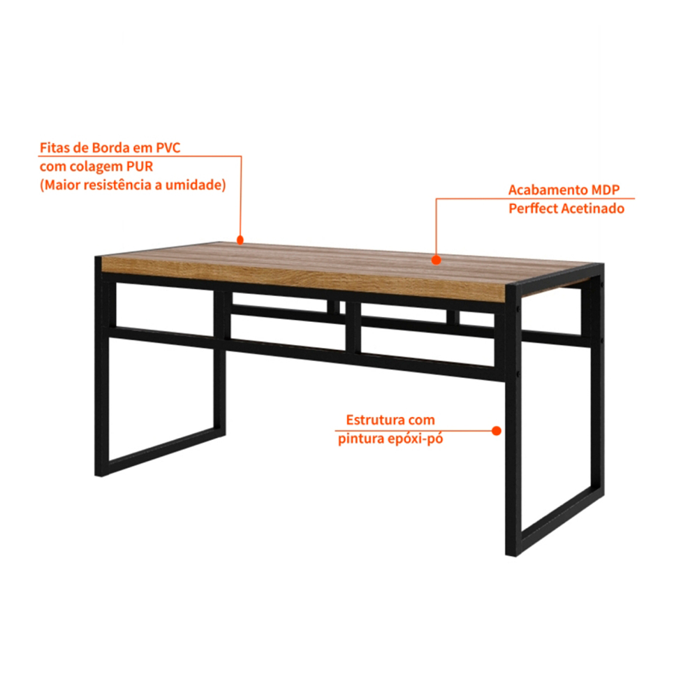 Conjunto com 2 Bancos de Jantar Wooden Mel e Preto