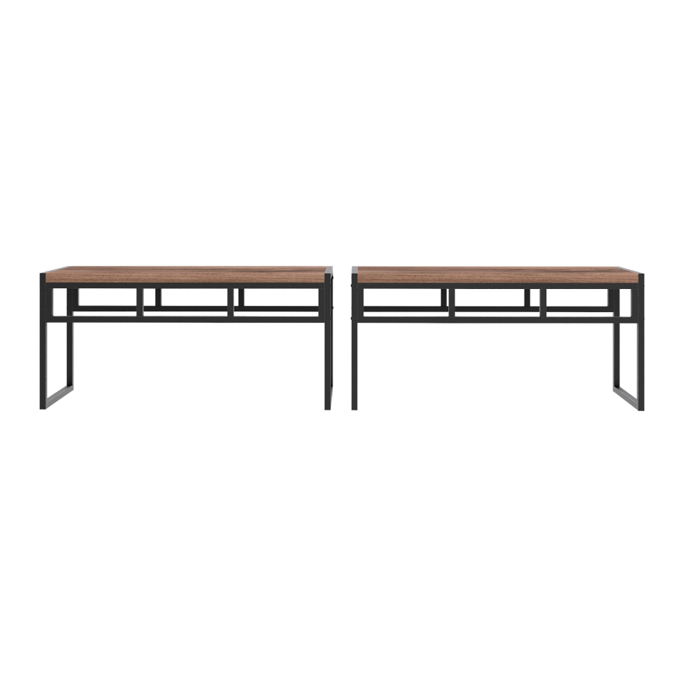 Conjunto com 2 Bancos de Jantar Wooden Nogal e Preto