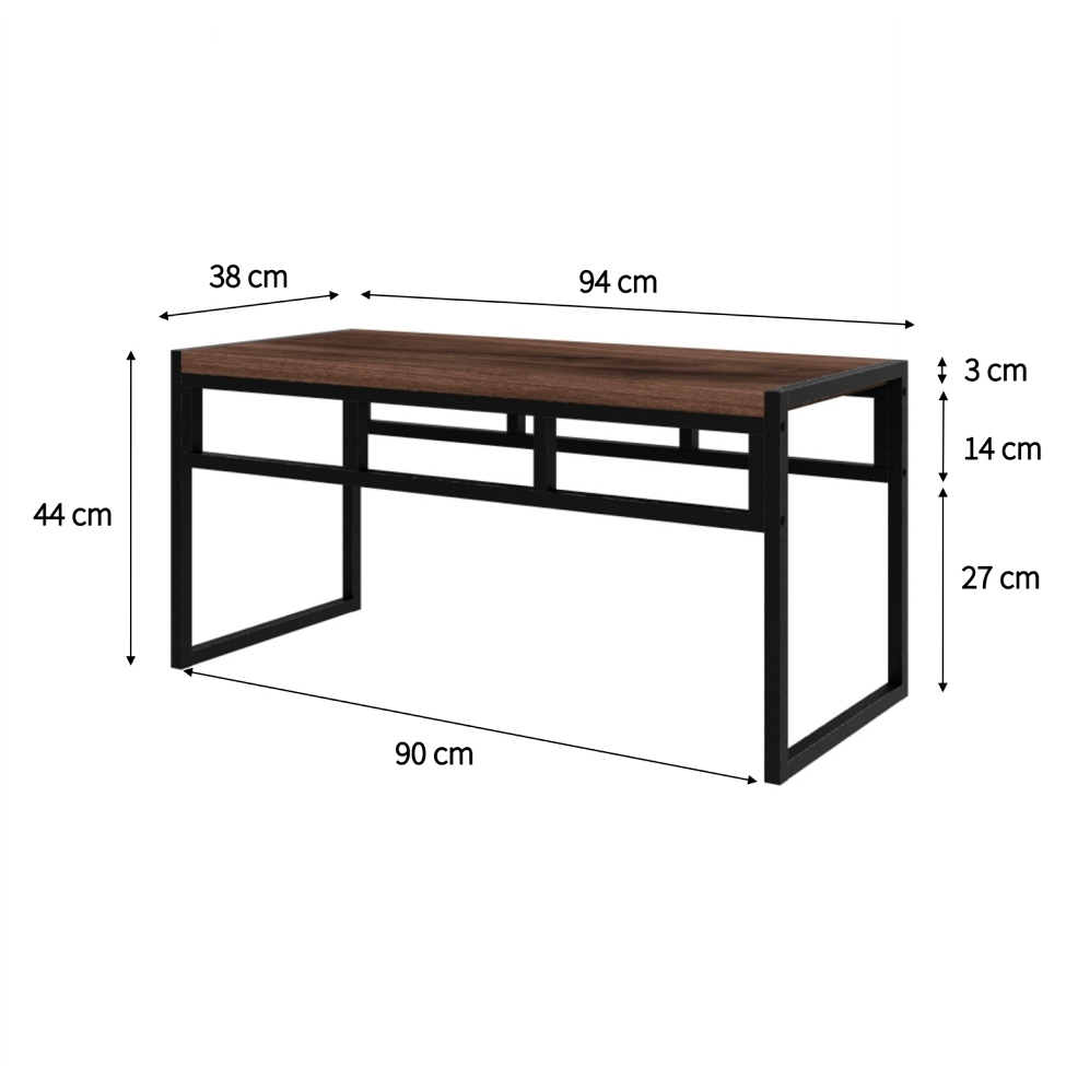Conjunto com 2 Bancos de Jantar Wooden Nogal e Preto