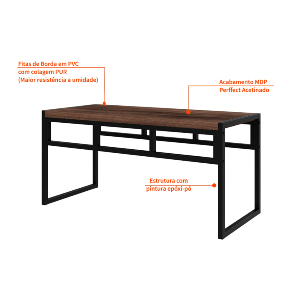 Conjunto com 2 Bancos de Jantar Wooden Nogal e Preto