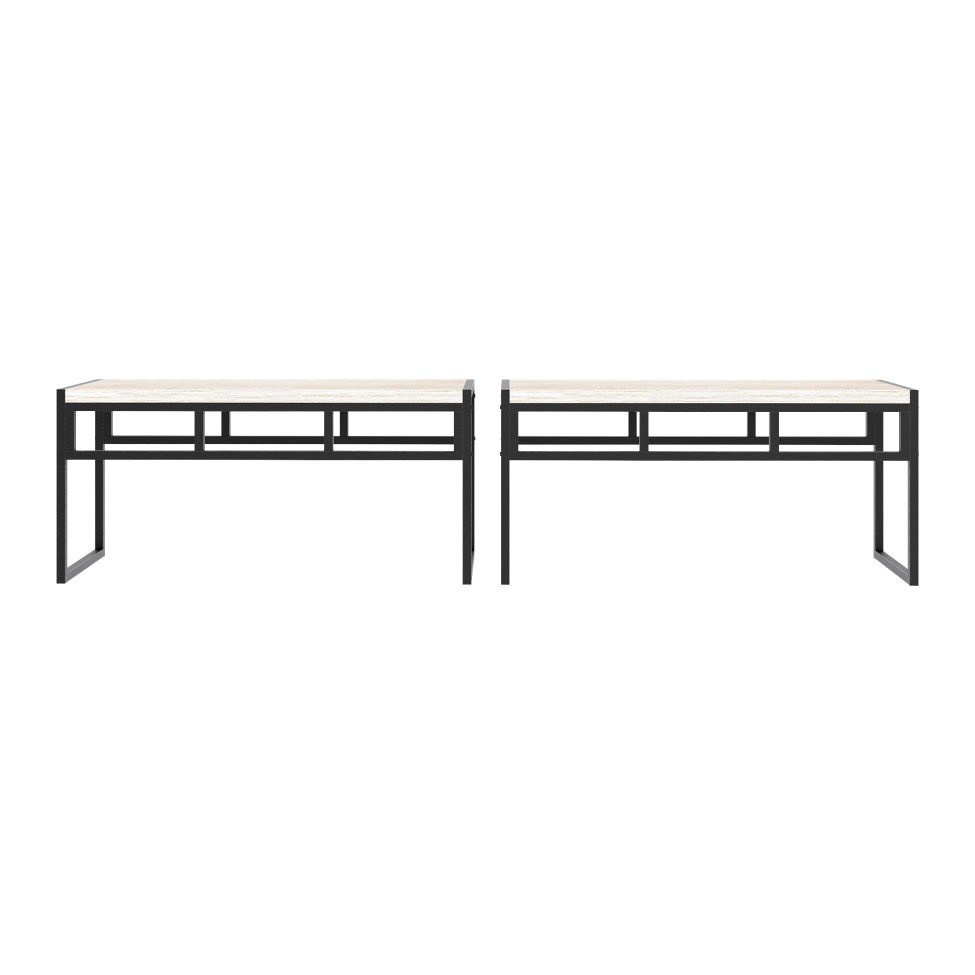 Conjunto com 2 Bancos de Jantar Wooden Snow e Preto