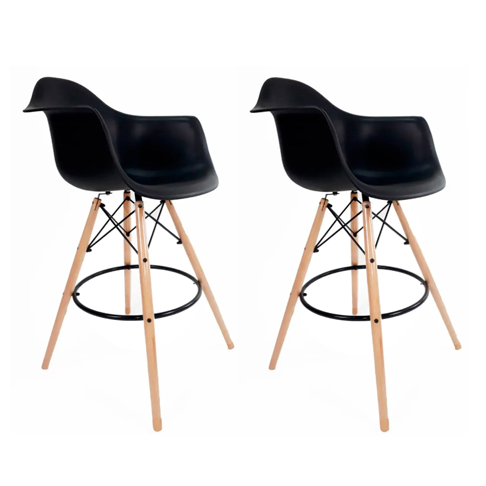 Conjunto com 2 Banquetas Arm Preto