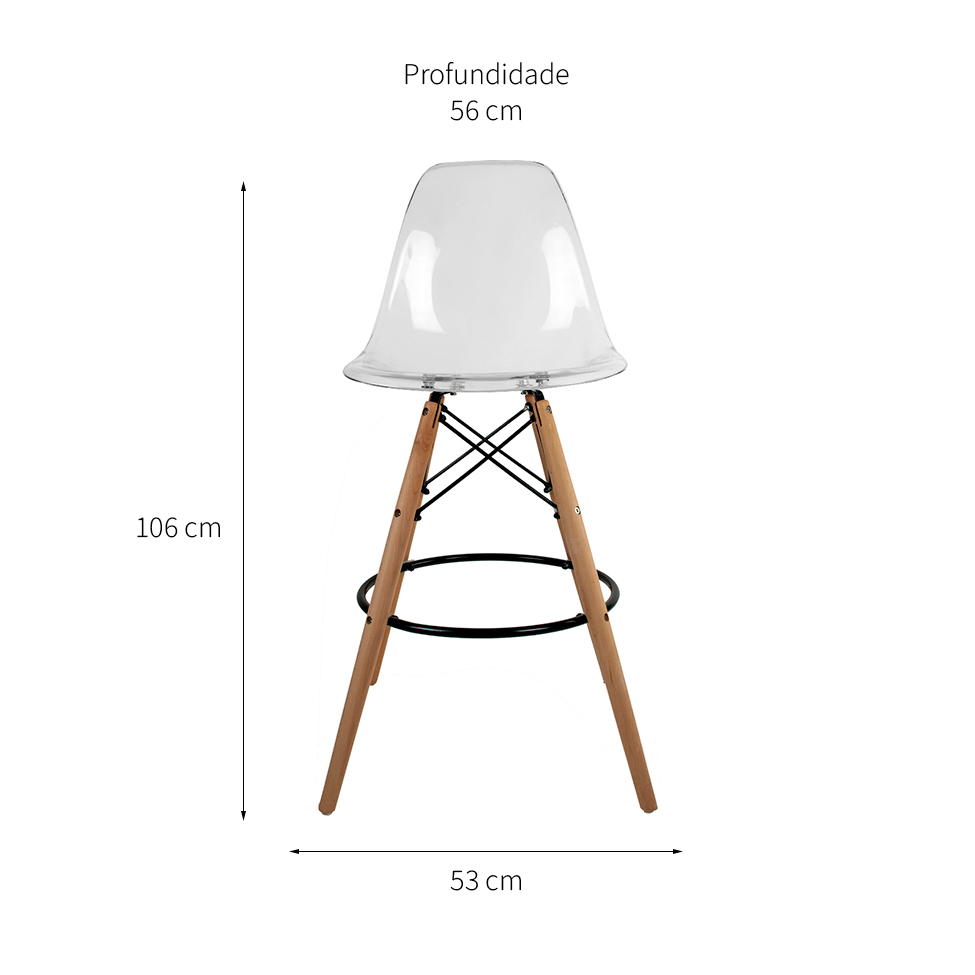 Conjunto com 2 Banquetas Charles Eames Cristal
