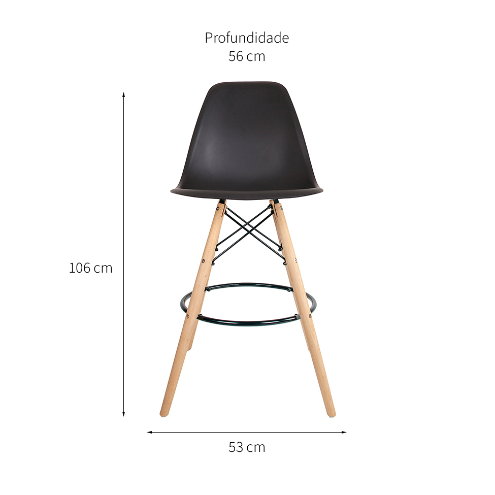 Conjunto com 2 Banquetas Charles Eames Preto