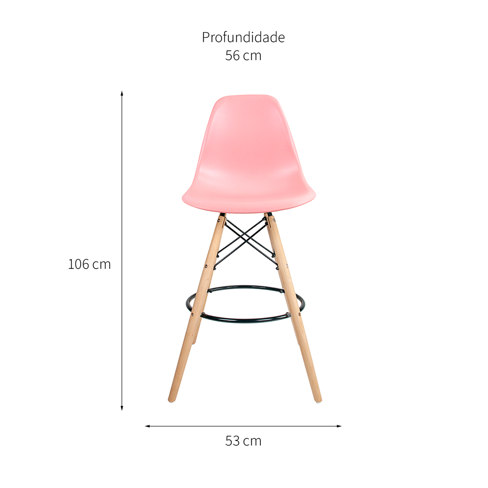 Conjunto com 2 Banquetas Charles Eames Rosa