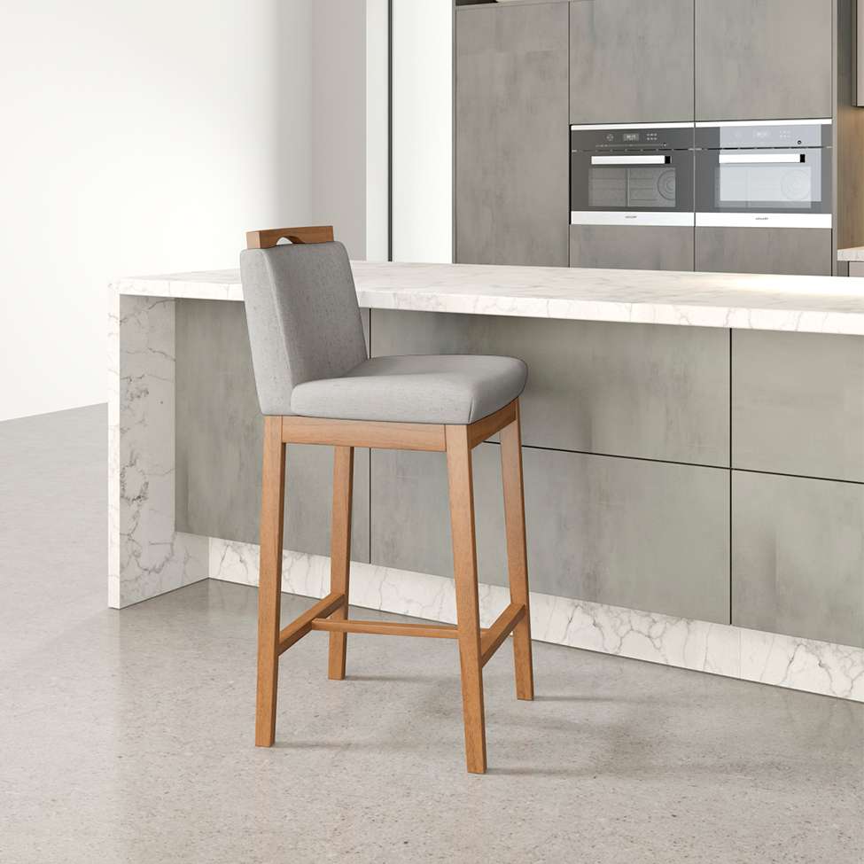Conjunto com 2 Banquetas Dani Cinza e Nogueira