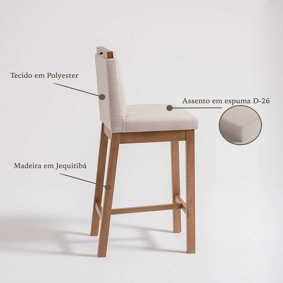 Conjunto com 2 Banquetas Dani Nogueira e Bege