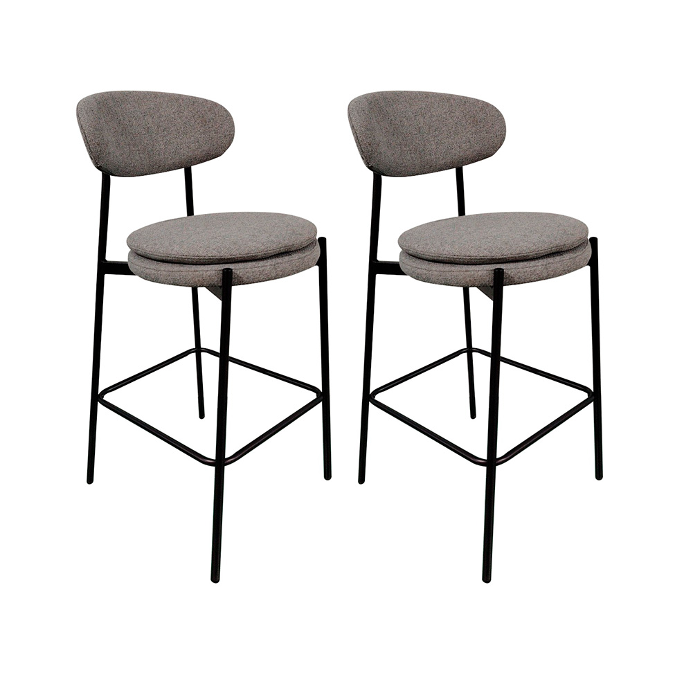 Conjunto com 2 Banquetas Fixas Piscis Cinza Claro