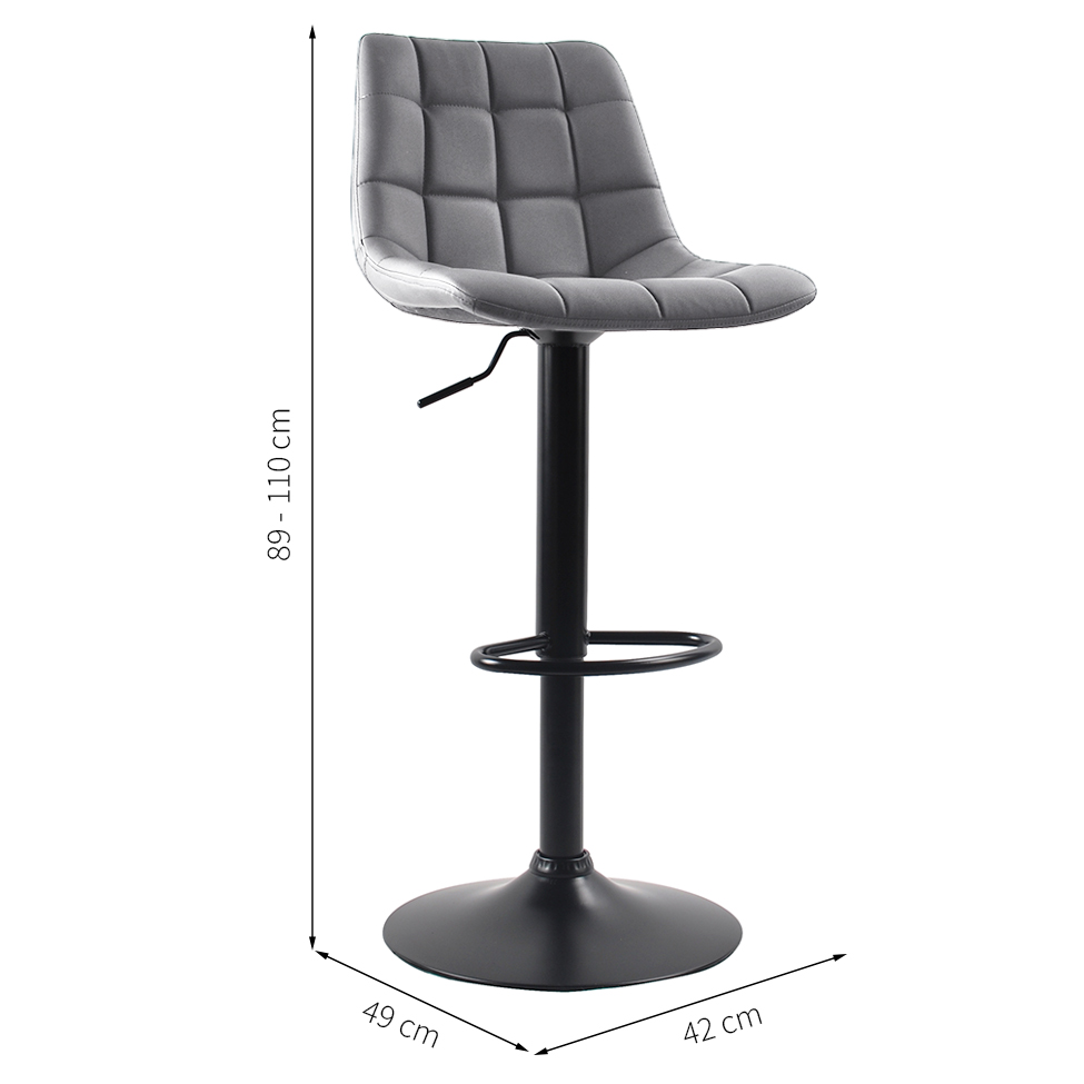 Conjunto com 2 Banquetas Giratórias Kinney Cinza