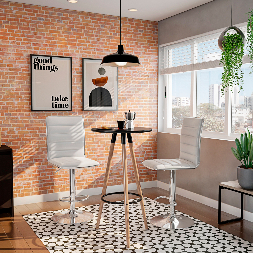 Conjunto com 2 Banquetas Giratórias Marilyn Branco