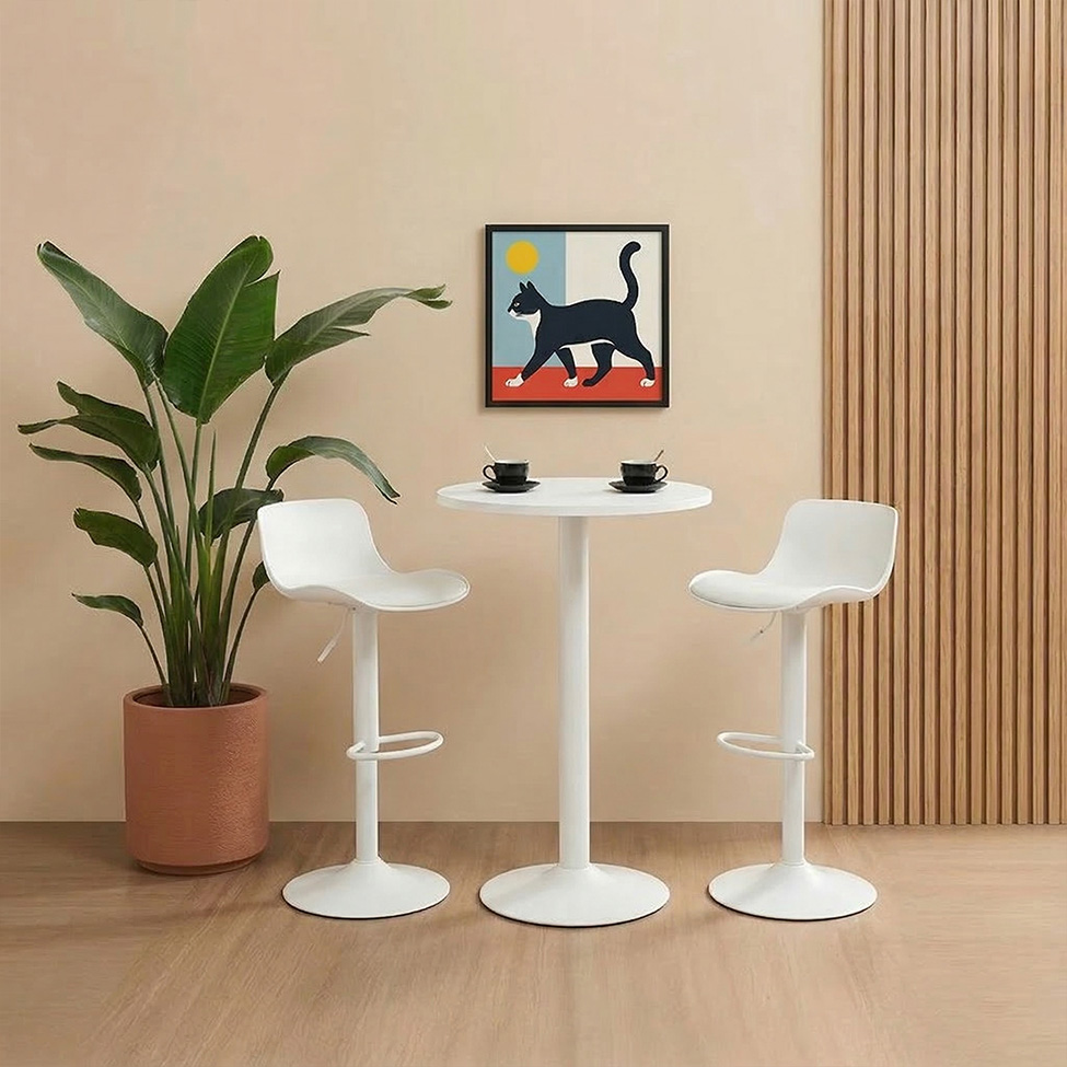 Conjunto com 2 Banquetas Giratórias Reims Branco