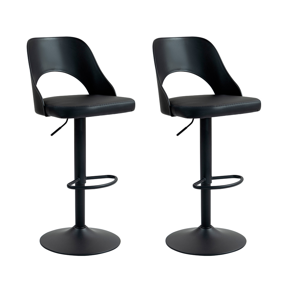 Conjunto com 2 Banquetas Giratórias Riva Preto