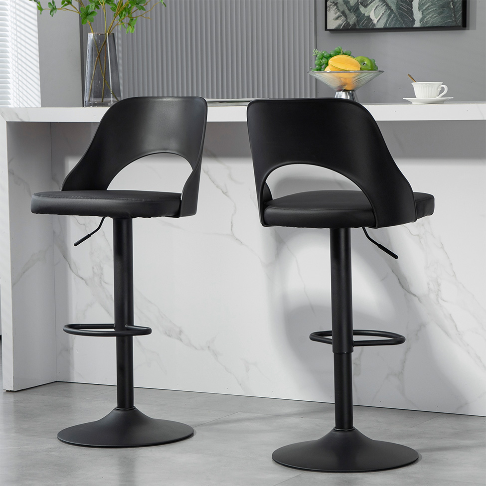 Conjunto com 2 Banquetas Giratórias Riva Preto