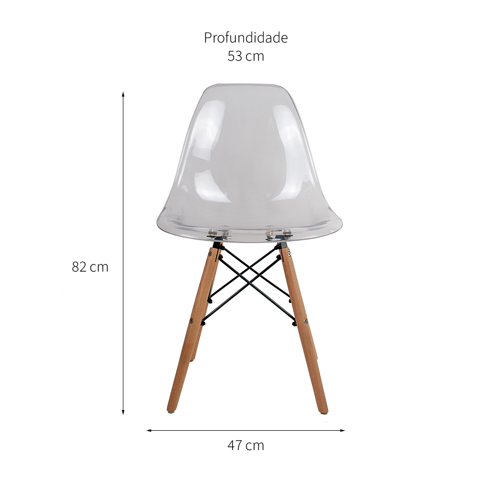Conjunto com 2 Cadeiras Charles Eames Cristal