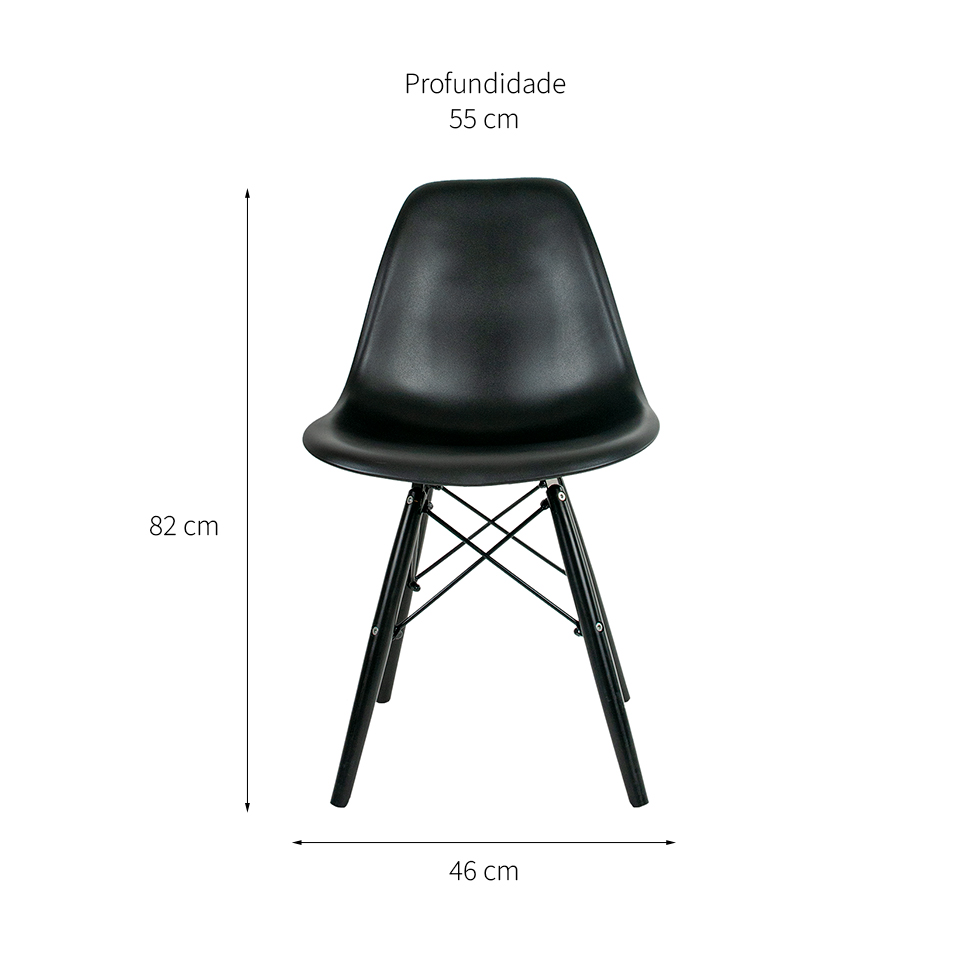 Conjunto com 2 Cadeiras Charles Eames II Preto