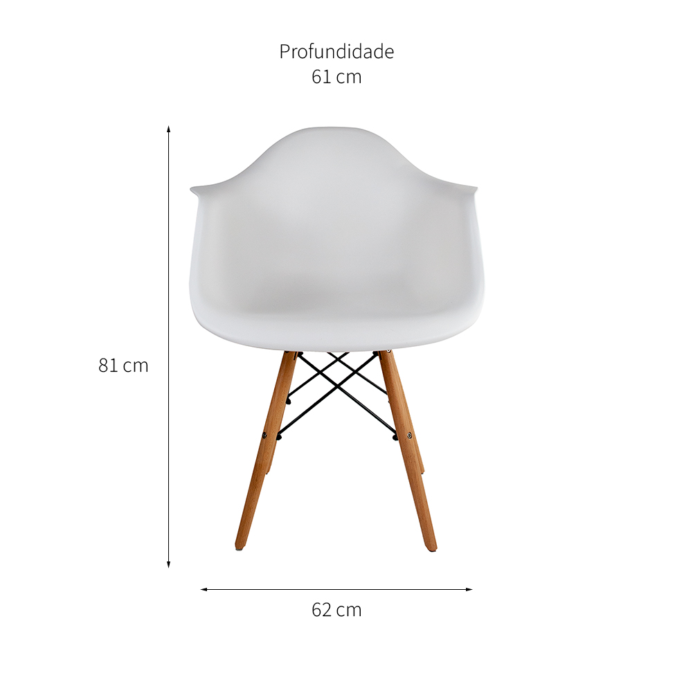 Conjunto com 2 Cadeiras Charles Eames com Braço I Branco