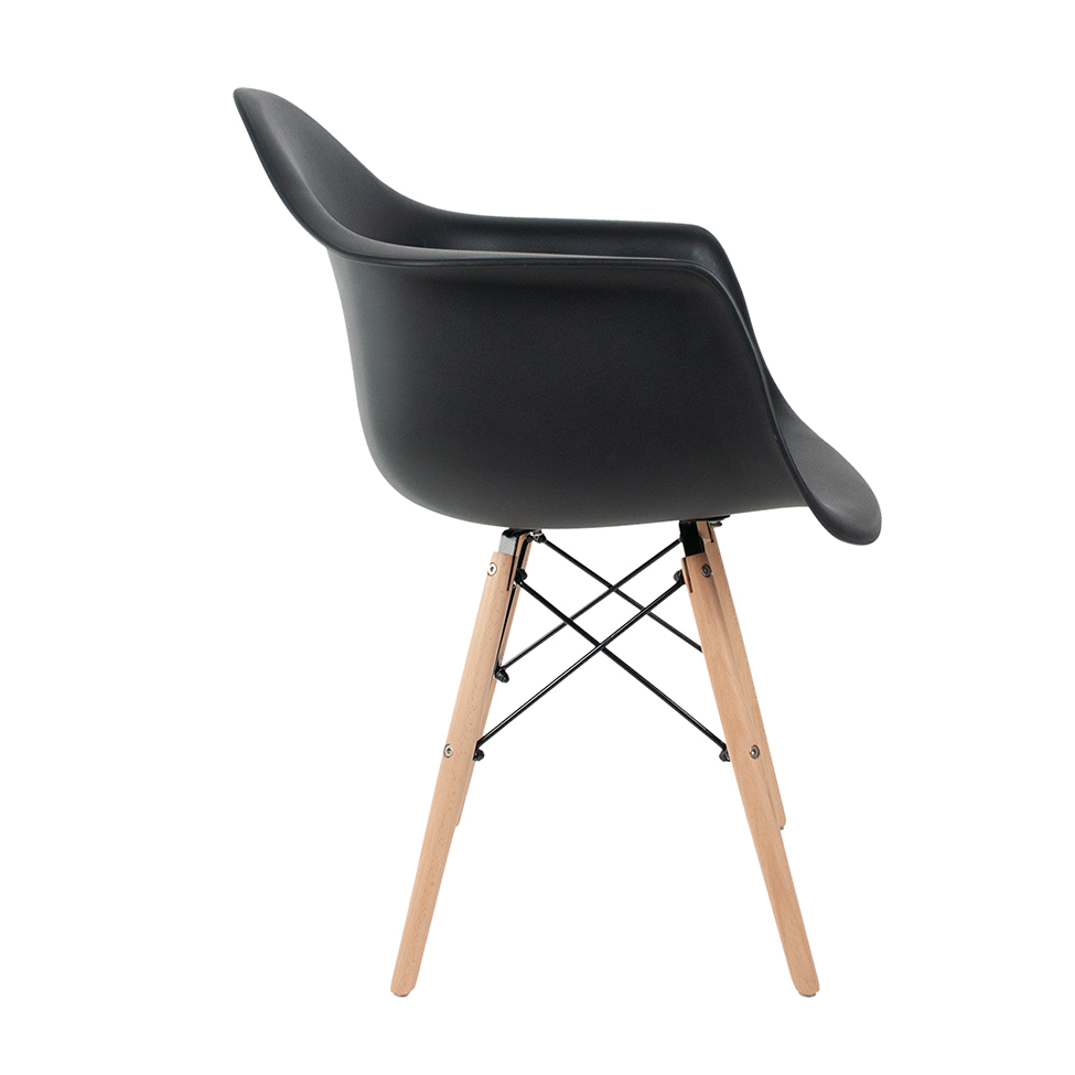 Conjunto com 2 Cadeiras Charles Eames com Braço I Preto