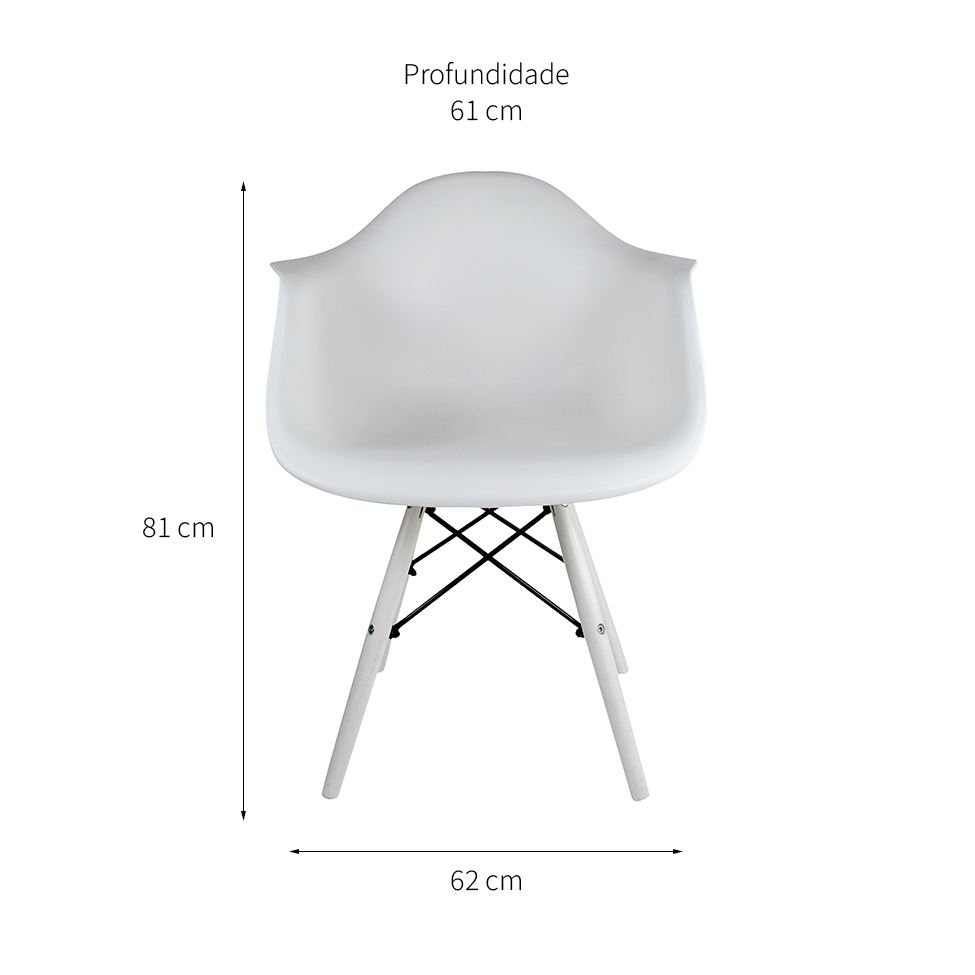 Conjunto com 2 Cadeiras Charles Eames com Braço II Branco