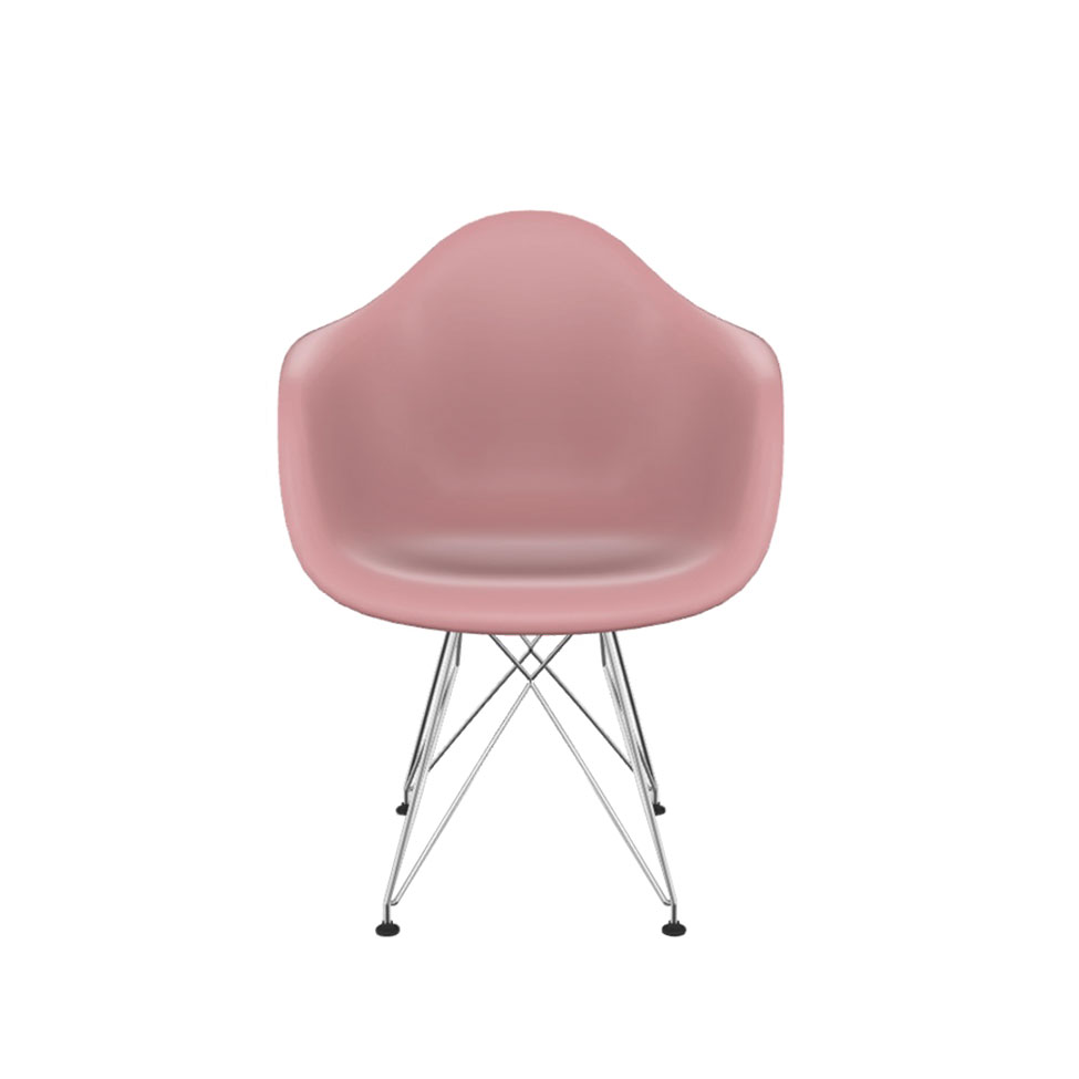 Conjunto com 2 Cadeiras Eames Arm Eiffel Rosa e Cromado
