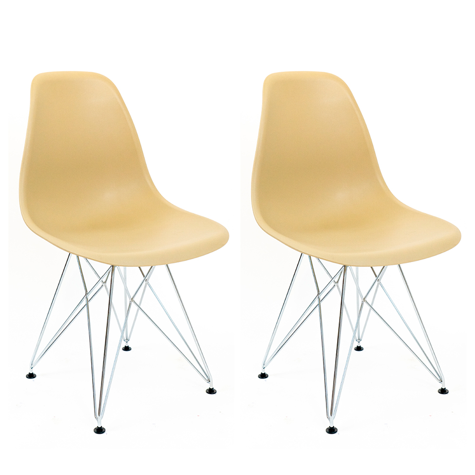 Conjunto com 2 Cadeiras Eames Bege