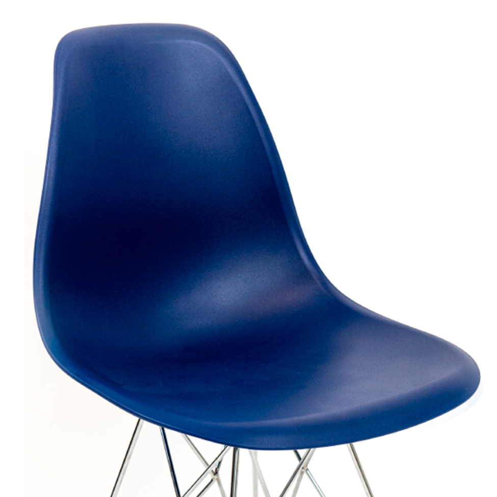Conjunto com 2 Cadeiras Eames Cromado e Azul Marinho