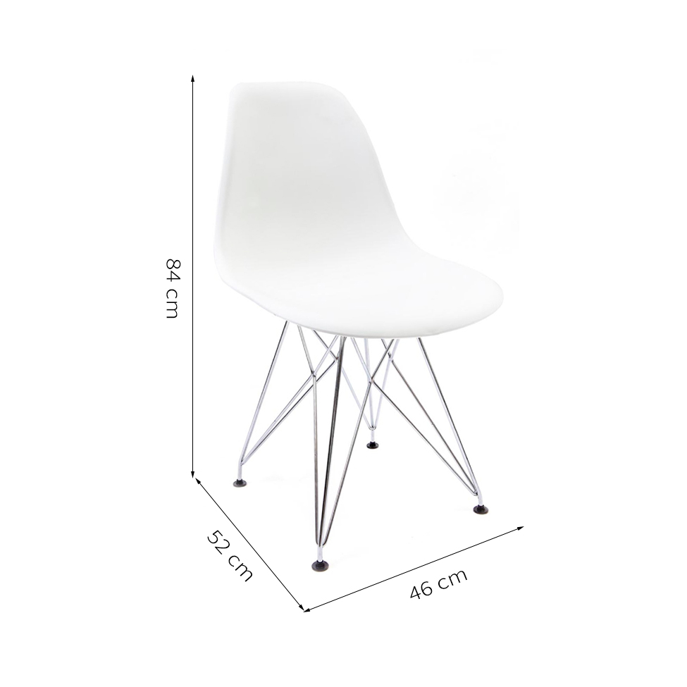 Conjunto com 2 Cadeiras Eames Cromado e Branco