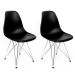 Conjunto com 2 Cadeiras Eames Cromado e Preto