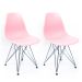 Conjunto com 2 Cadeiras Eames Cromado e Rosa