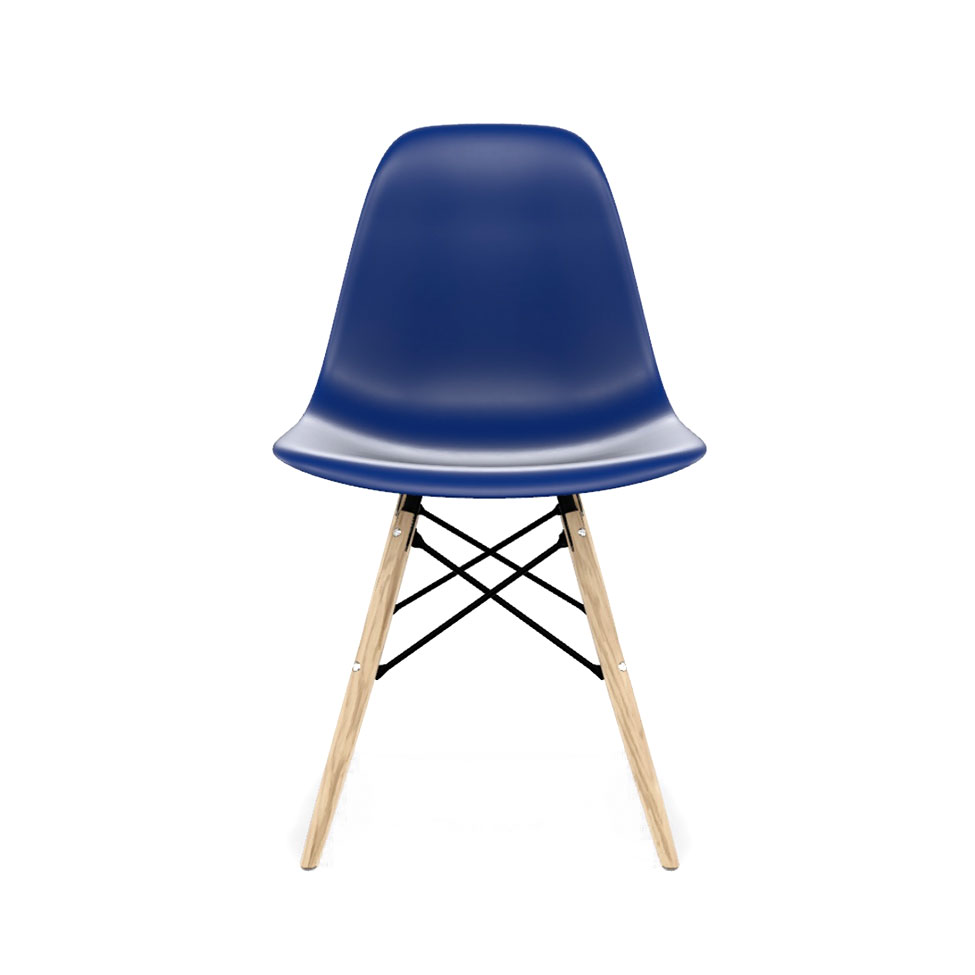 Conjunto com 2 Cadeiras Eames DSW Azul e Madeira