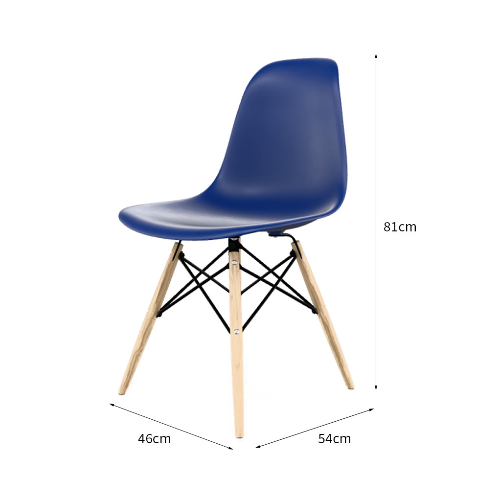 Conjunto com 2 Cadeiras Eames DSW Azul e Madeira