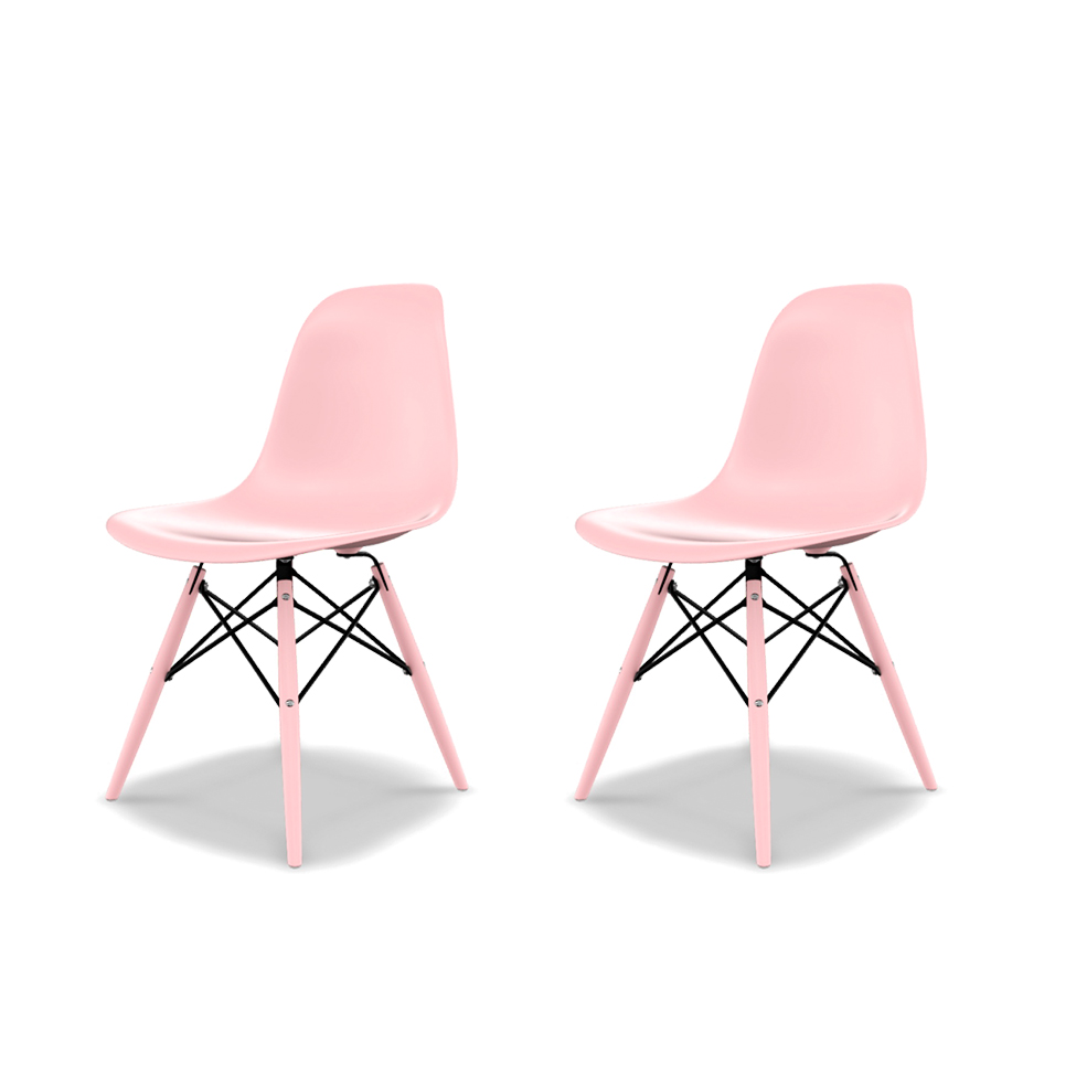 Conjunto com 2 Cadeiras Eames DSW Rosa