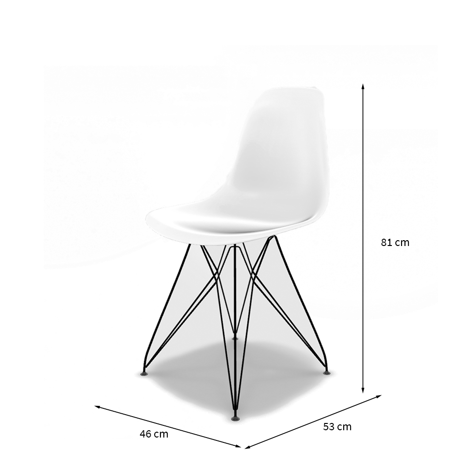 Conjunto com 2 Cadeiras Eames Eiffel Branco e Preto