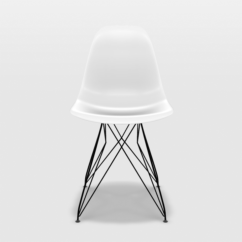 Conjunto com 2 Cadeiras Eames Eiffel Branco e Preto