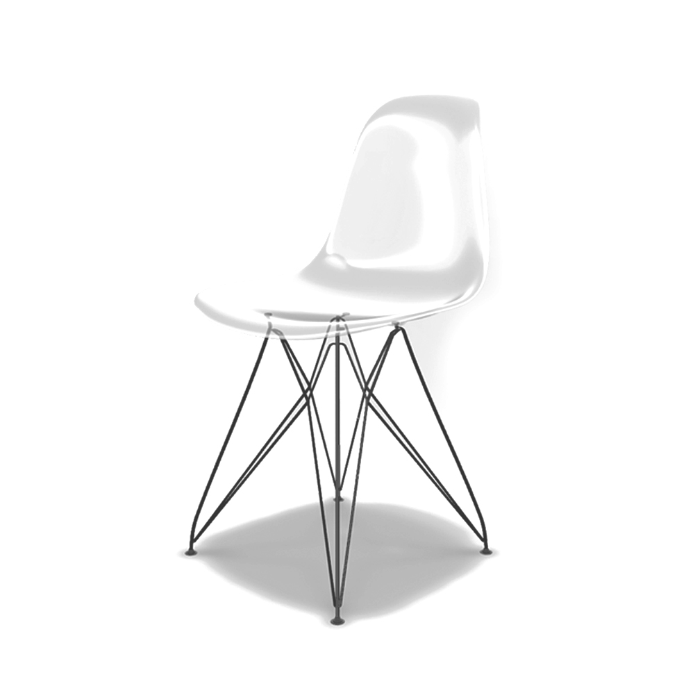 Conjunto com 2 Cadeiras Eames Eiffel Transparente e Preto