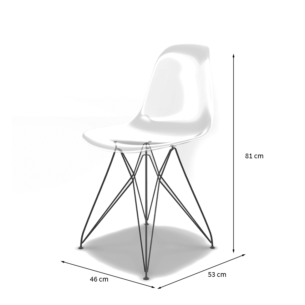 Conjunto com 2 Cadeiras Eames Eiffel Transparente e Preto