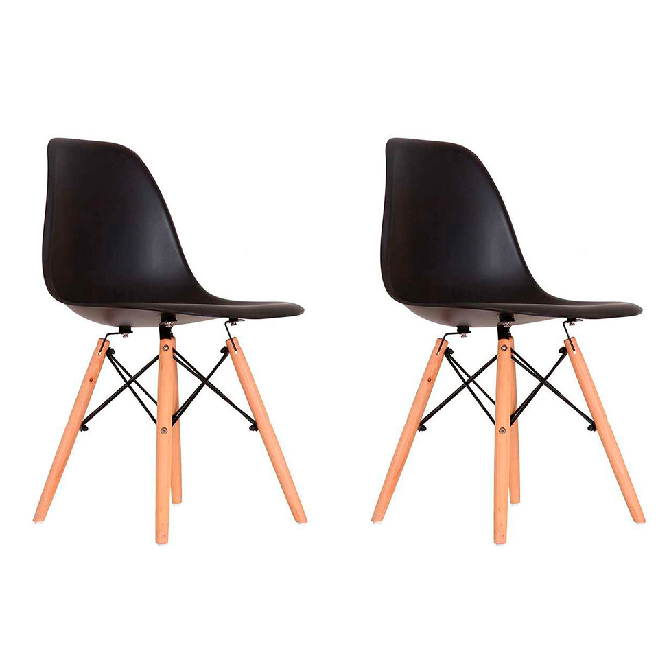 Conjunto com 2 Cadeiras Eames Quilmes Preto