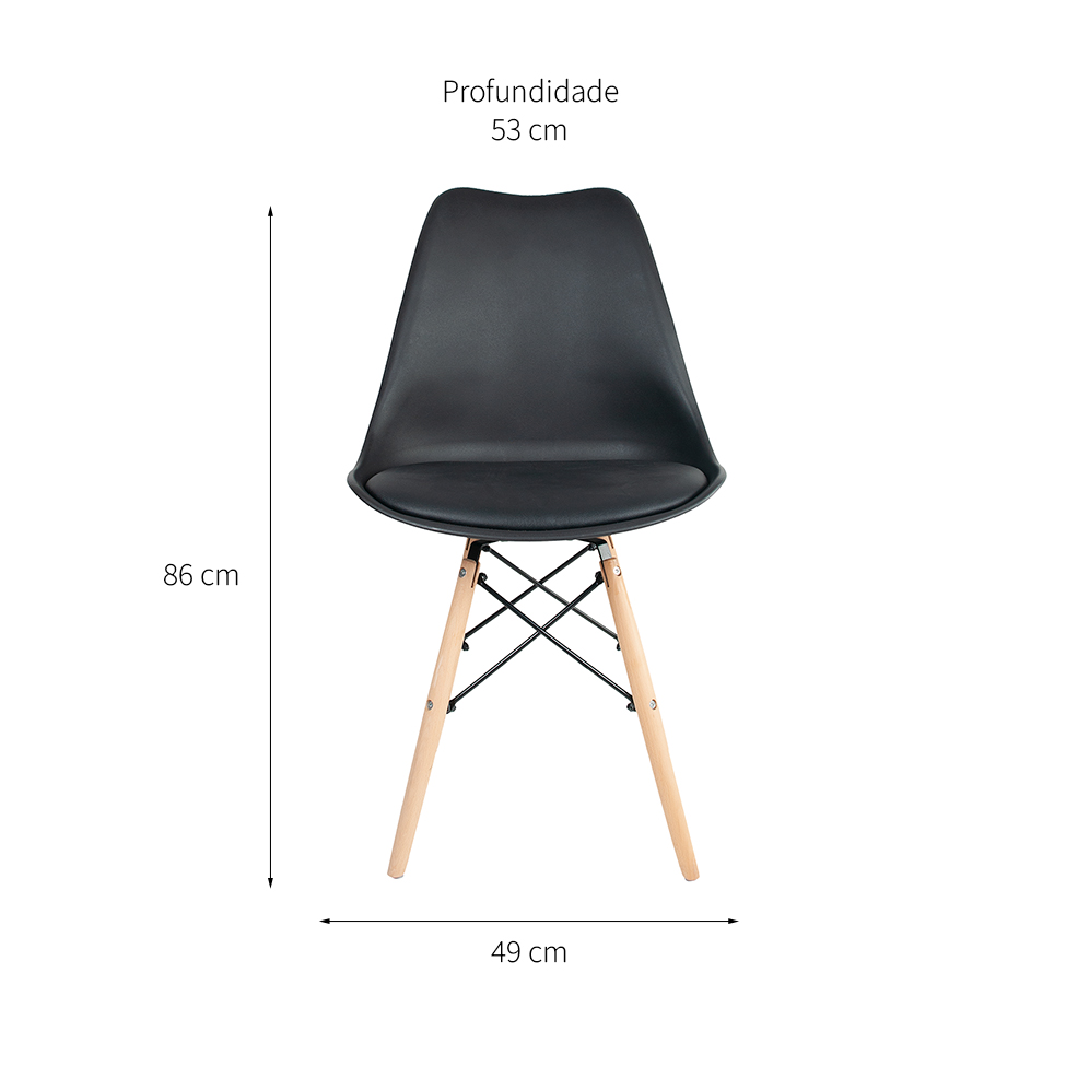 Conjunto com 2 Cadeiras Eames Saarinen Leda Preto