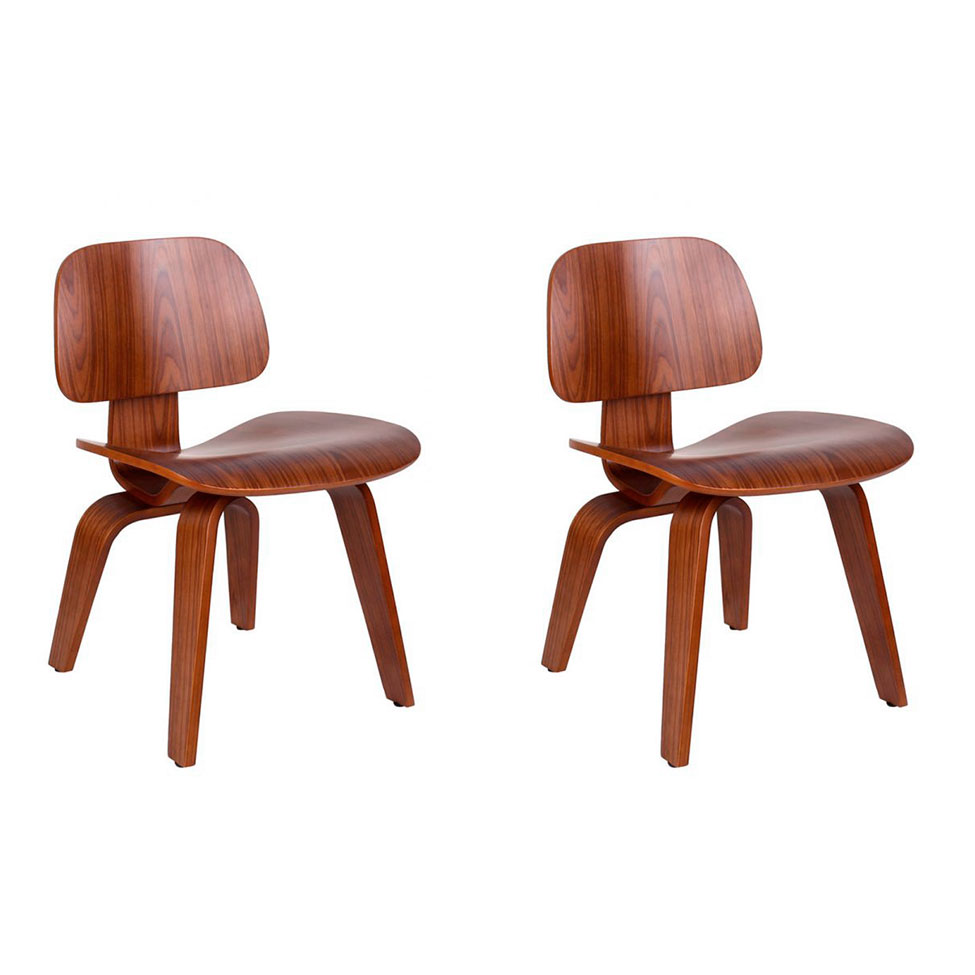 Conjunto com 2 Cadeiras Eames Walnut Madeira