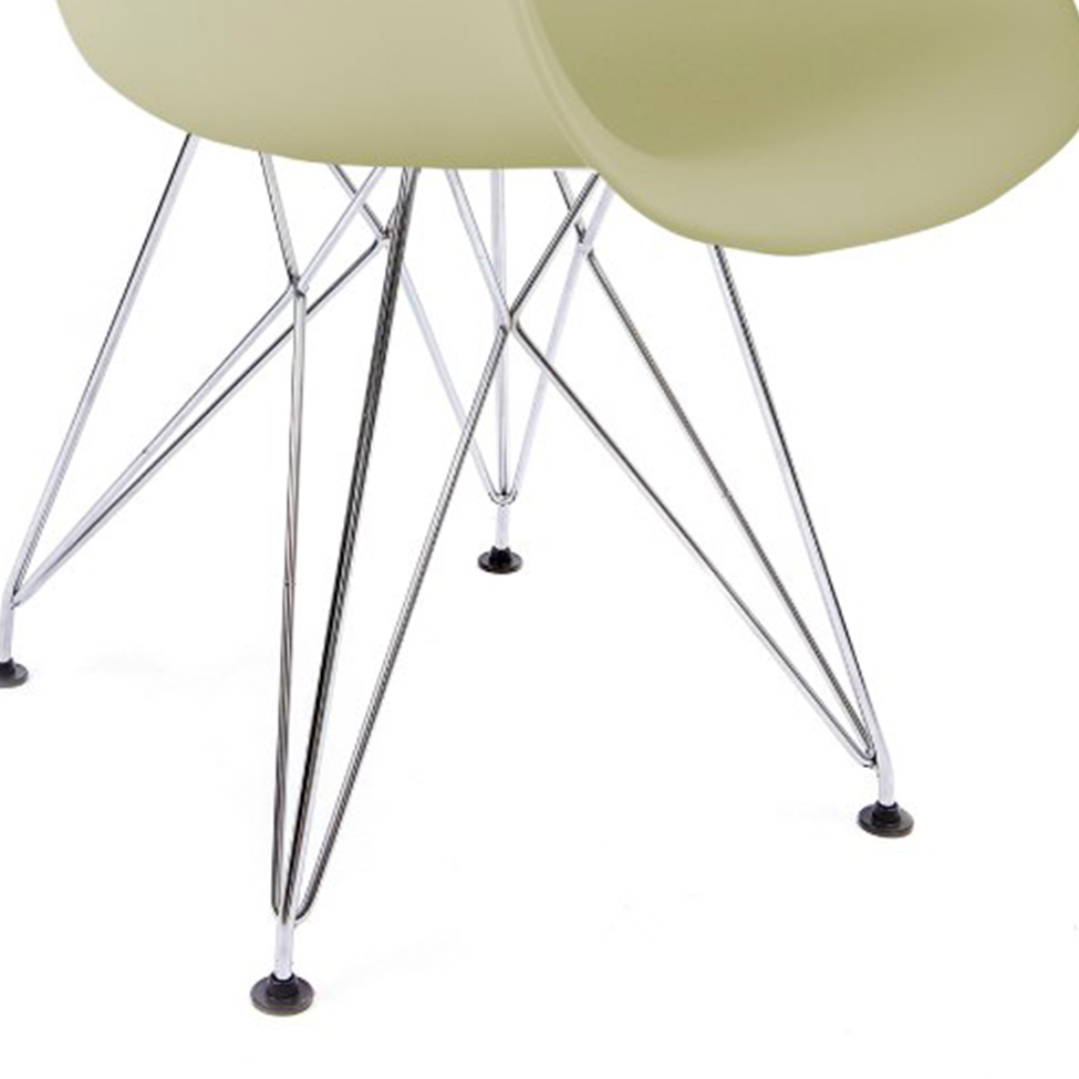 Conjunto com 2 Cadeiras Eiffel Cromado e Bege