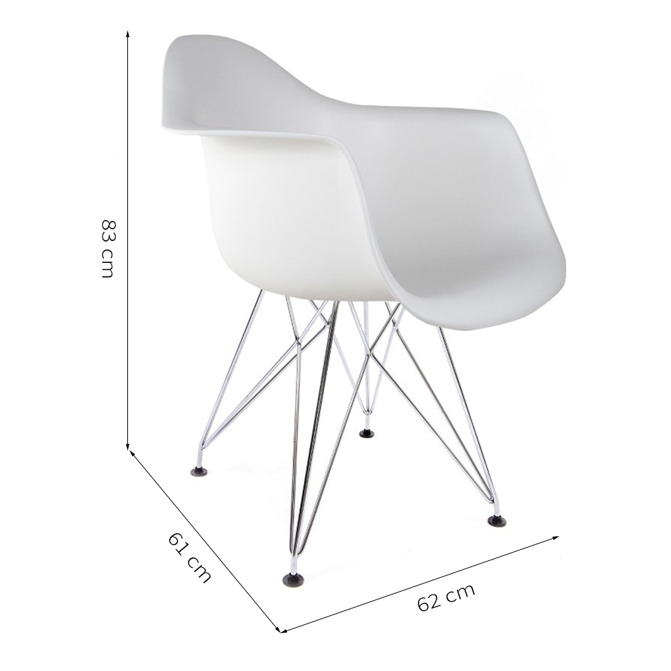 Conjunto com 2 Cadeiras Eiffel Cromado e Branco