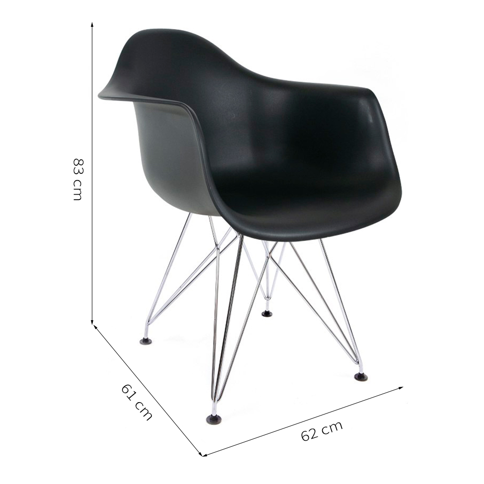 Conjunto com 2 Cadeiras Eiffel Cromado e Preto