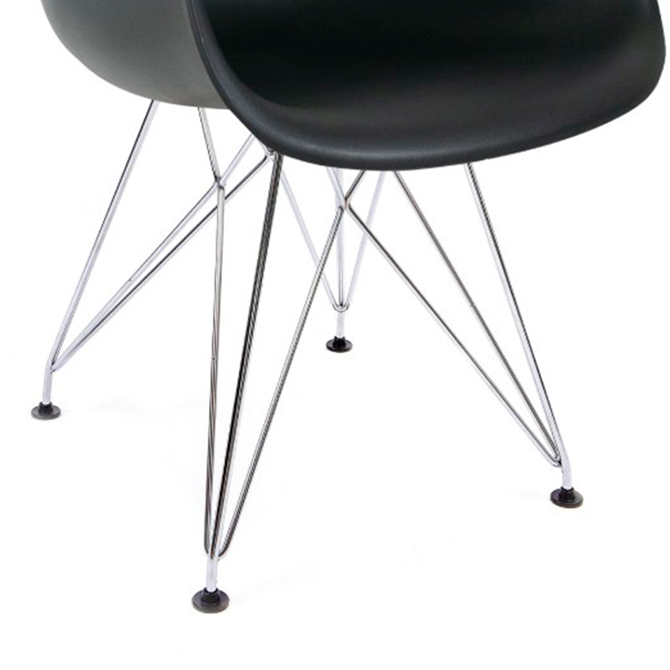 Conjunto com 2 Cadeiras Eiffel Cromado e Preto