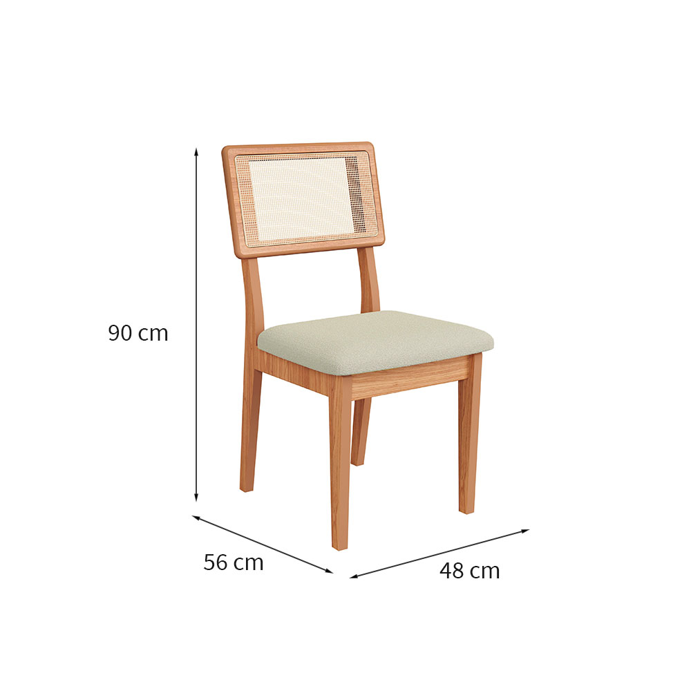 Conjunto com 2 Cadeiras Favale Algodão Cesare e Freijó