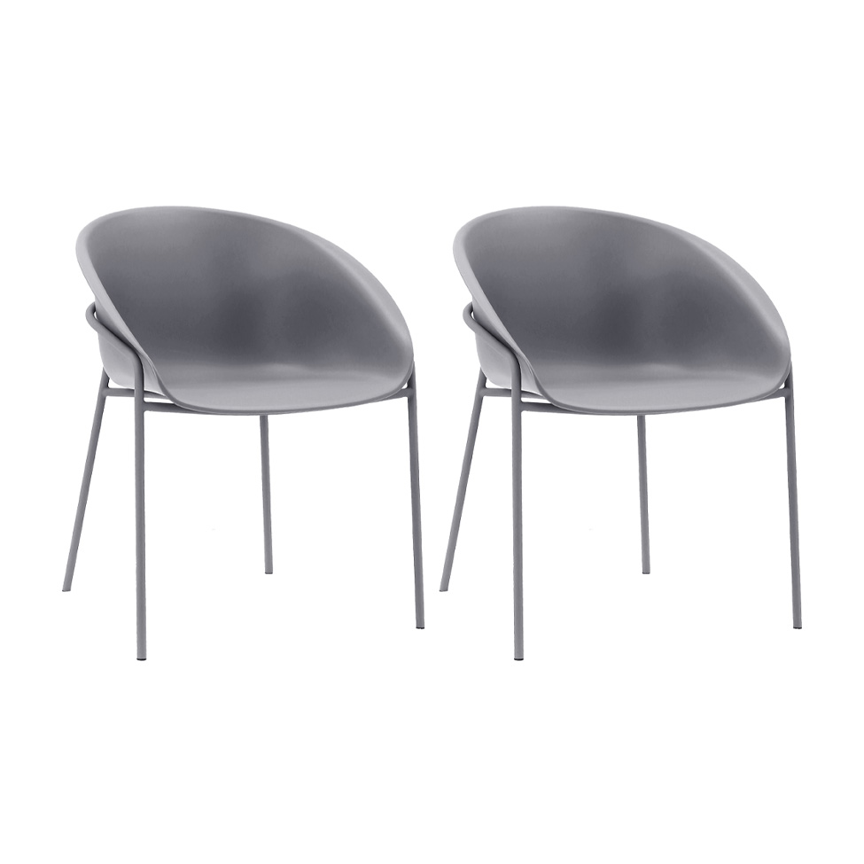 Conjunto com 2 Cadeiras Gemelli Cinza
